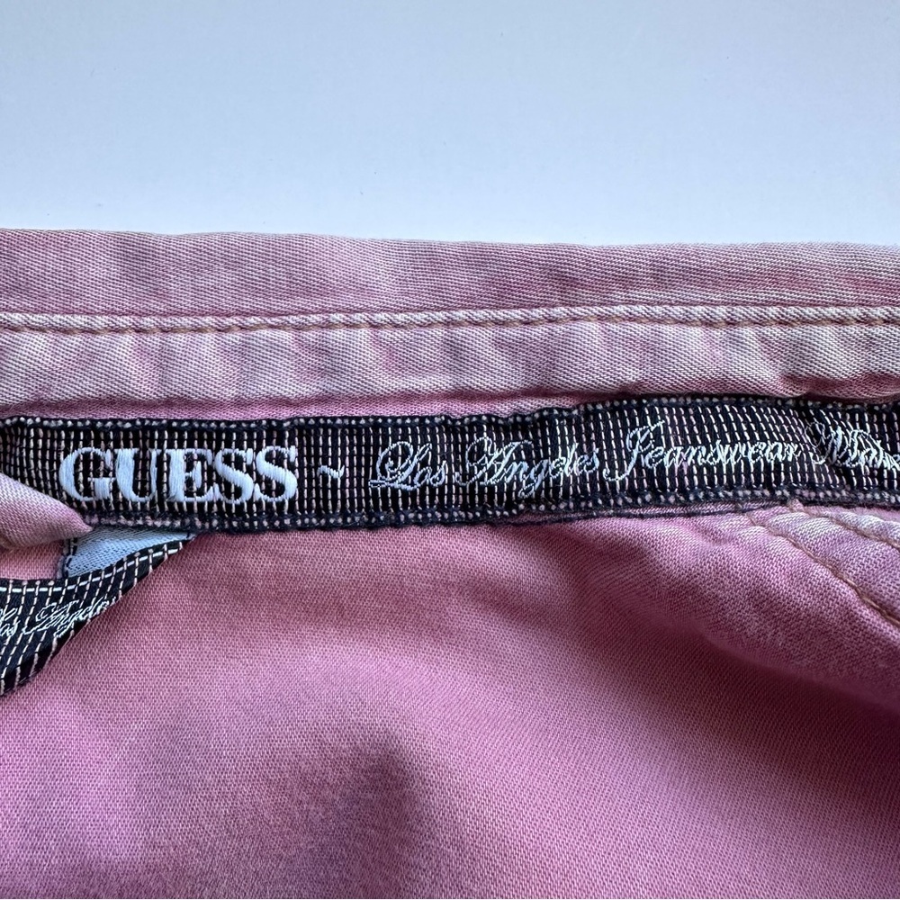 Vintage Y2K Guess Los Angeles Faded Washed Pink Button Up Shirt Cinch Waist - M - Picture 10 of 15